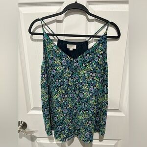 LOFT Floral Green & Periwinkle Camisole – Size Large Petite